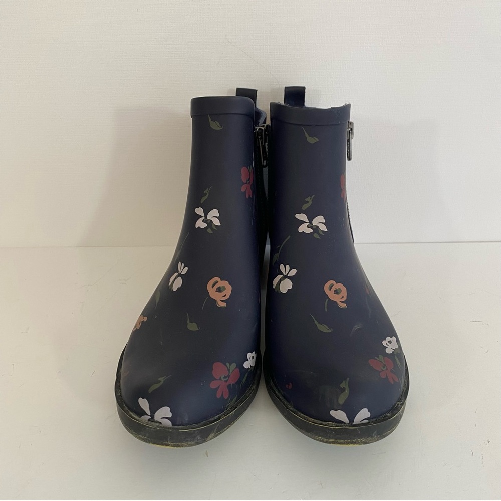 Lucky Brand Basel Rain ankle boot double zip navy blue floral print women size 7 - Picture 2 of 10